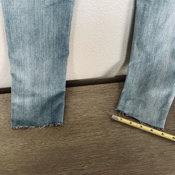 Articles of Society Cropped High Waist Distressed Raw Edge Denim Jeans 25 - Picture 5 of 6